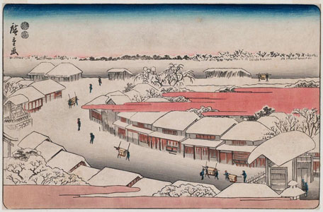 The Yoshiwara in winter by Hiroshige