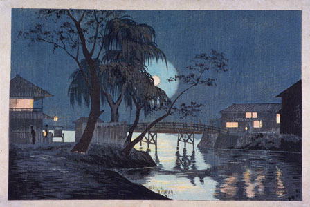 Kobayashi Kiyochika Evening View of Imadobashi Bridge
