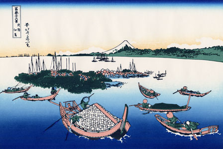 Tsukadajima island in the Musashi province by Hokusai