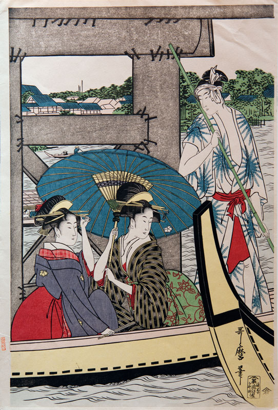 Utamaro Above and below Ryogoku bridge(bottom left)