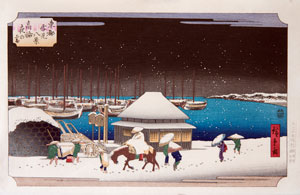 Hiroshige Evening snow at Takanawa