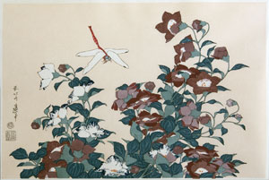 Hokusai Bellflower and dragonfly
